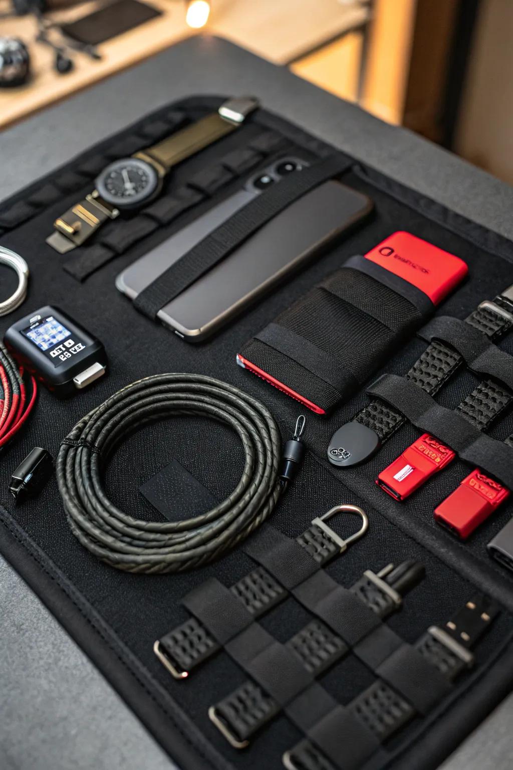 Improve your tech setup with a modular organizer—where functionality meets panache.