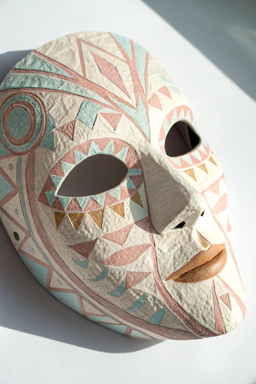 Eco-chic and oh-so-geometric! Discover the beauty of upcycled molding compound mask designs with a modern spin. 🎭✨ #GeometricPatterns #ScandiBoho