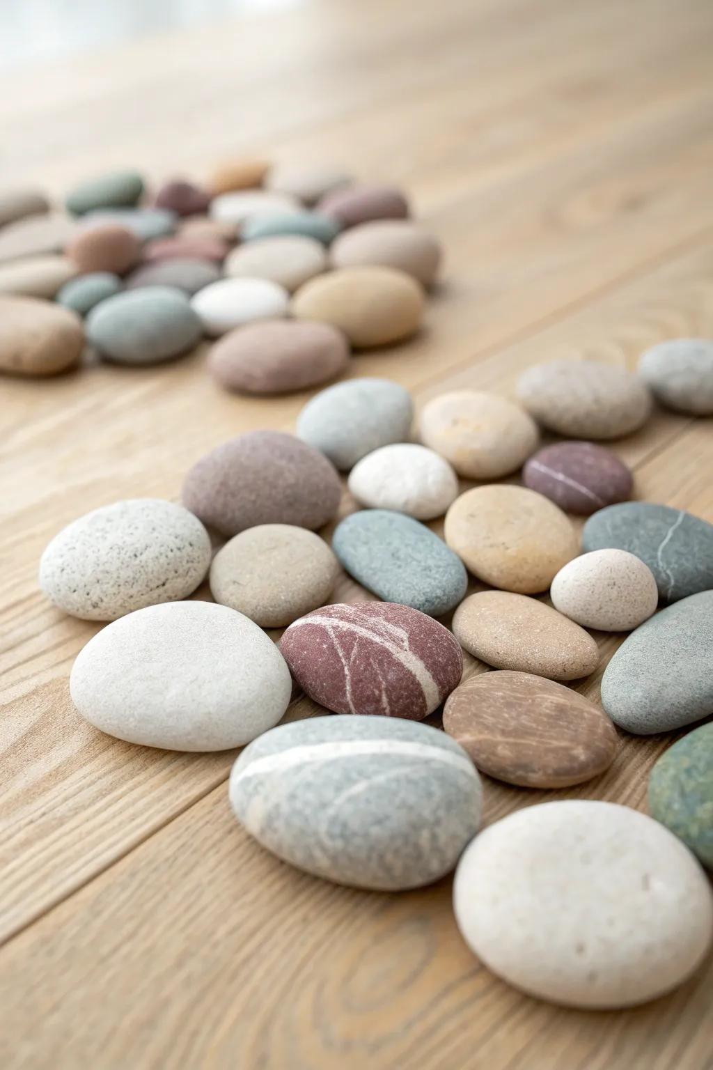 Embrace inventiveness with abstract pebble artistry, where simplicity harmonizes with inherent magnificence.