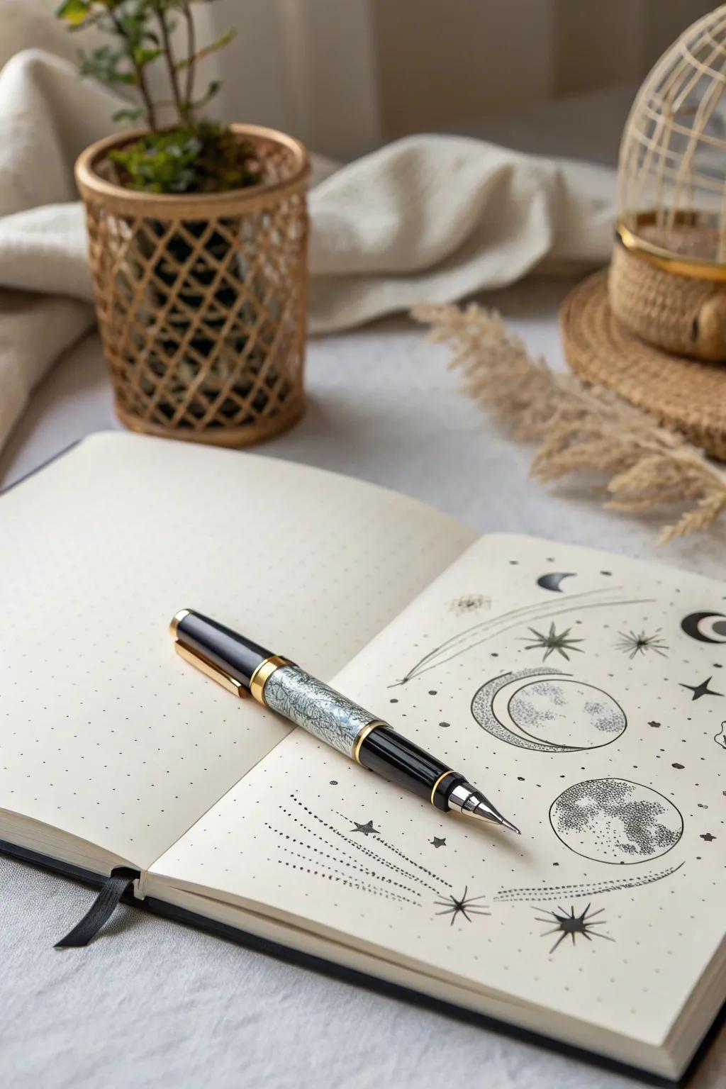 Capture the cosmos in ink and let your imagination soar with heavenly sketches.