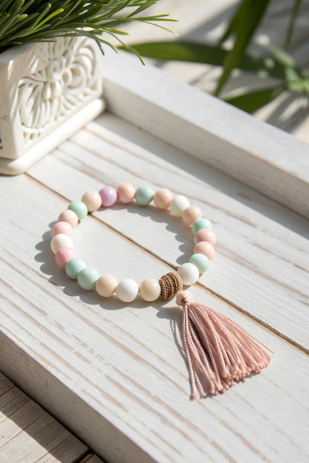 Elevate your aesthetic with a trace of bohemian refinement: the beaded tassel bracelet.