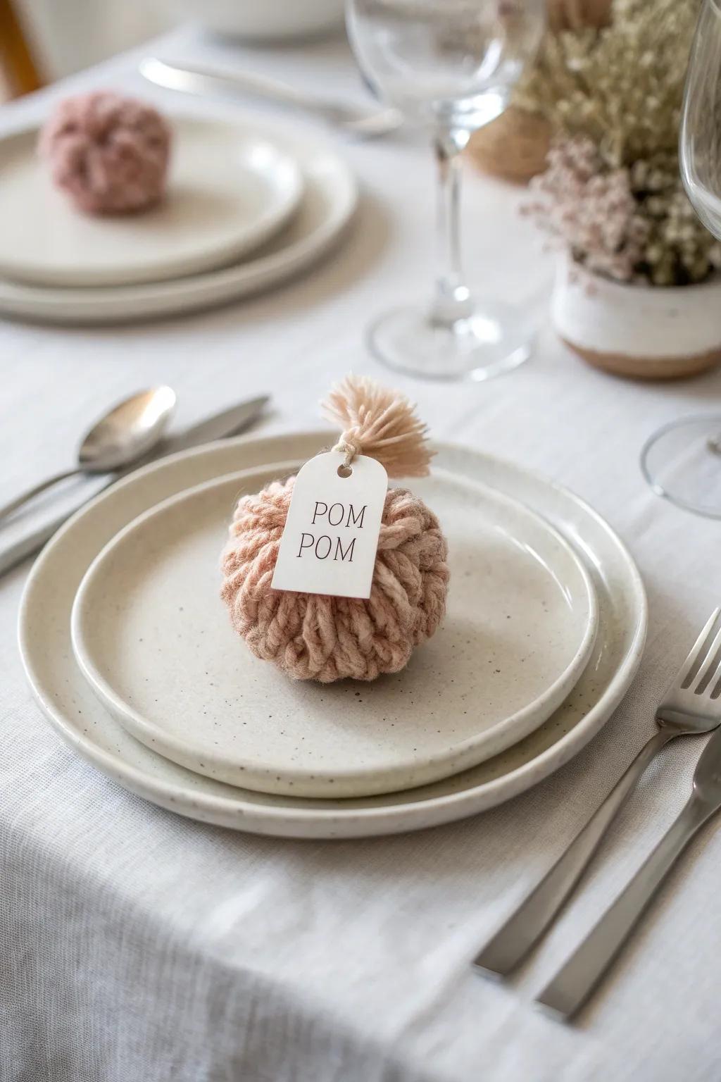 Introduce a hint of whimsy to your table with these charming pom pom position markers.