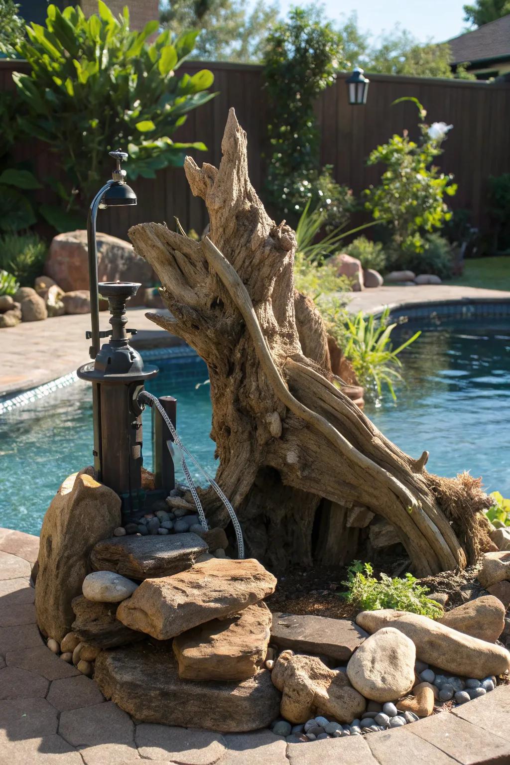 Convert your backyard into a beachy getaway with an artful flotsam pond pump dome.