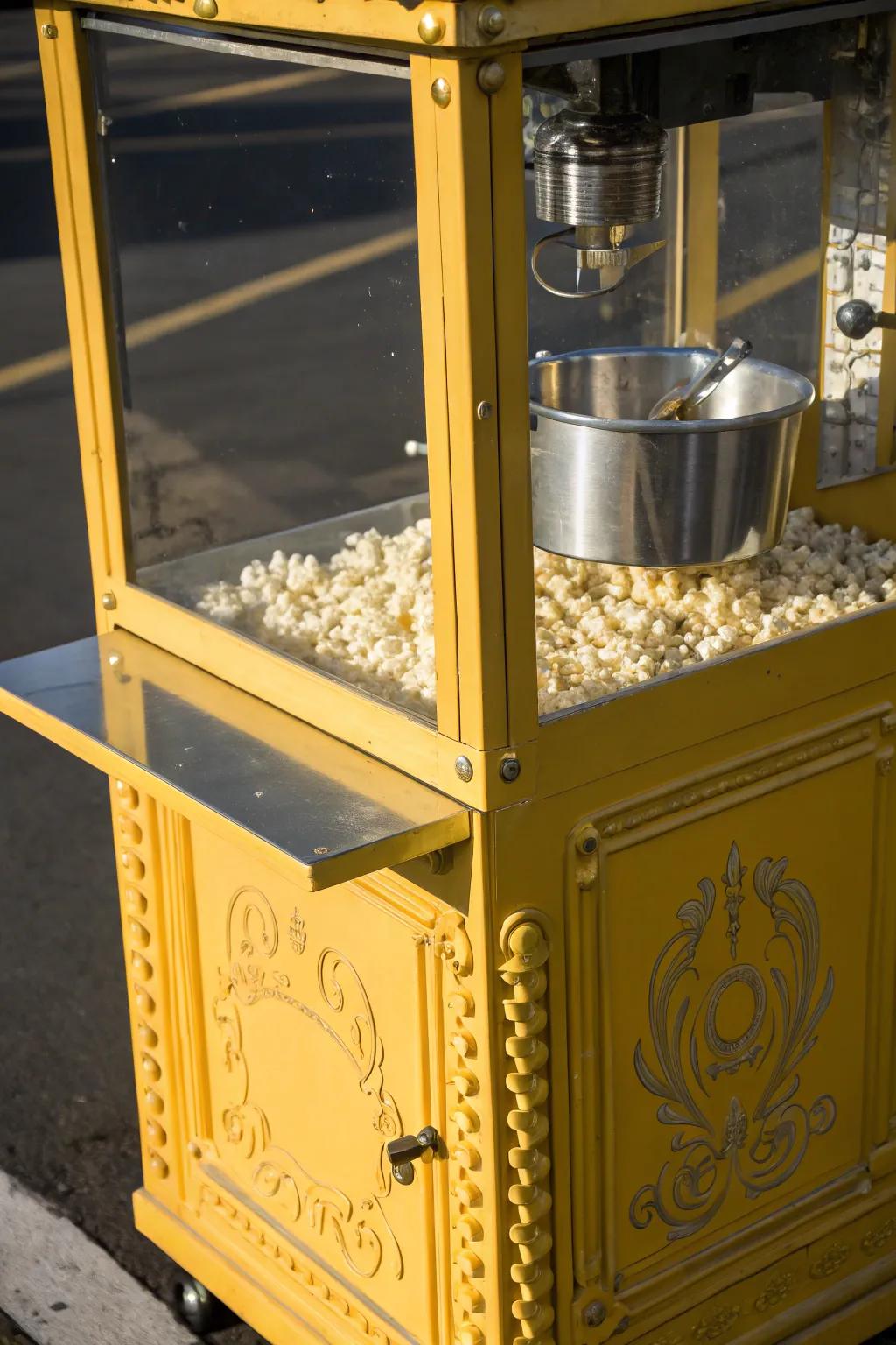 Incorporate a burst of audacious pigment into your space using this striking yellow popcorn station—where classic blueprint encounters vibrant flair.