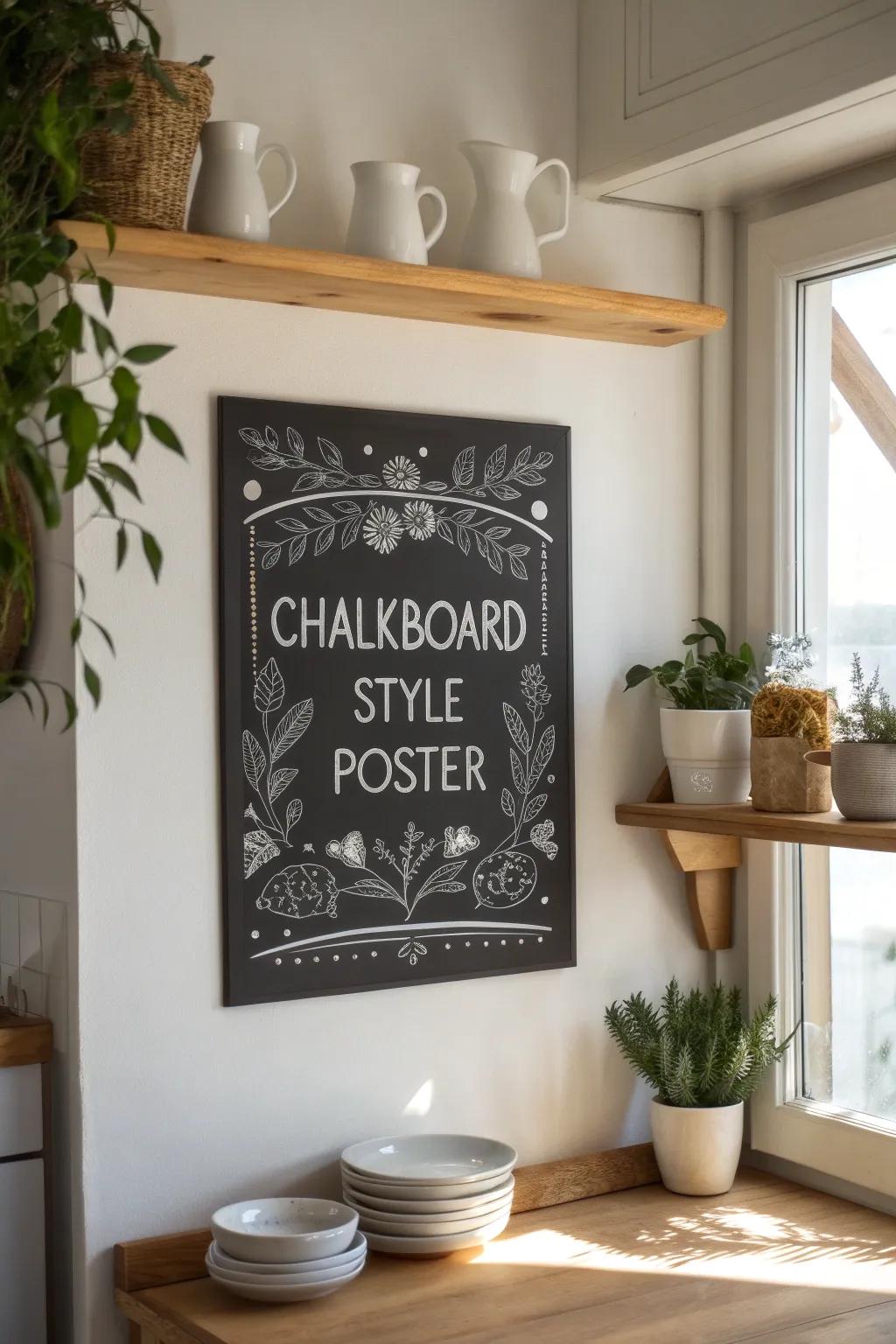 Incorporate a stroke of countryside charm to your cooking area through a bohemian inspired slate board edge.