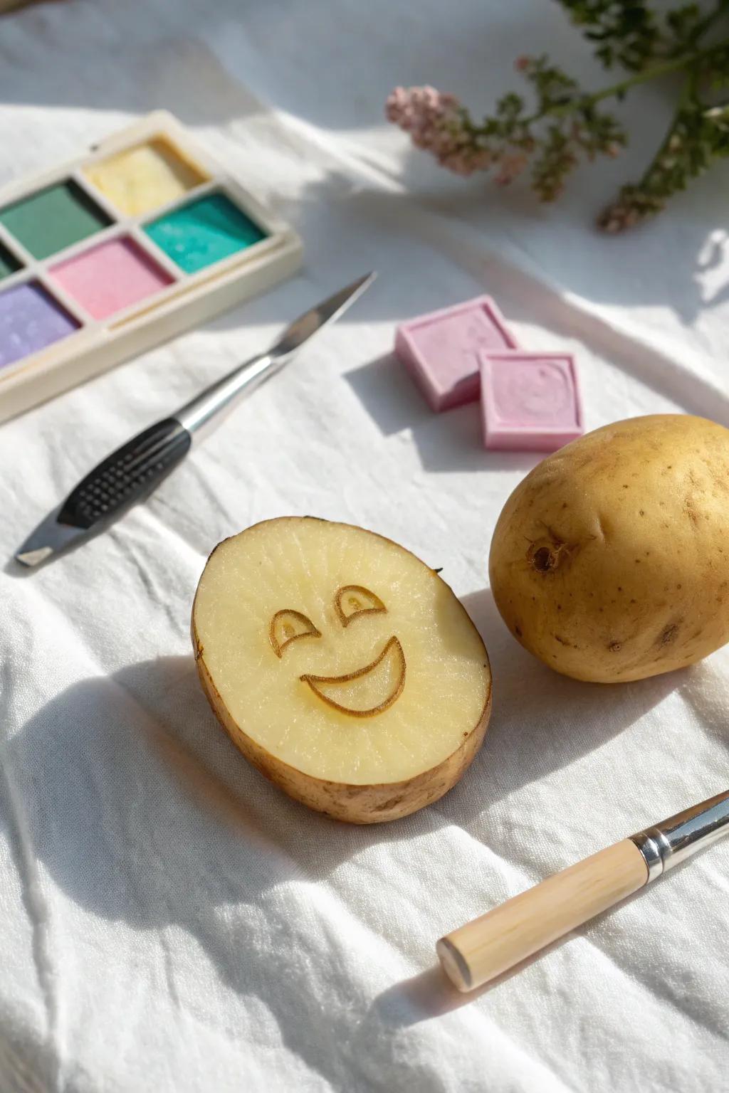 Crafting grins through nature's allure: Quaint veggie stamps for playful creations.