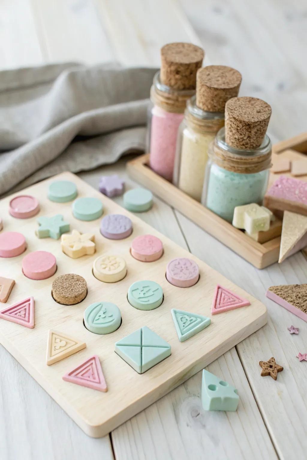 Crafting sorcery with simplistic froth stamps: Where geometry converges with inventiveness! 🌟 #ScandiBoho #PreschoolArt