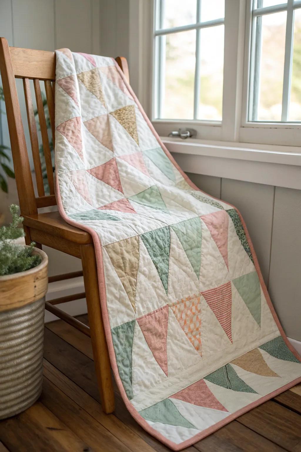 Elevate your quilt designs through the ageless allure of half-square triangle borders.