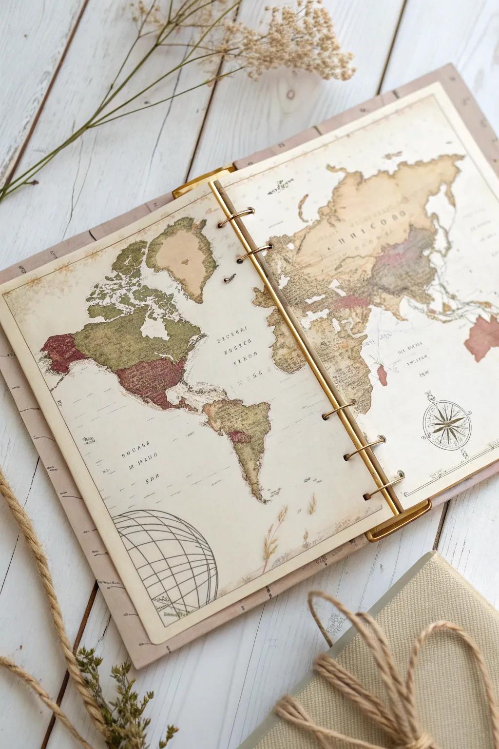 Initiate your journey with elegance: A minimalist expedition chart scrapbook page to galvanize your escapades.