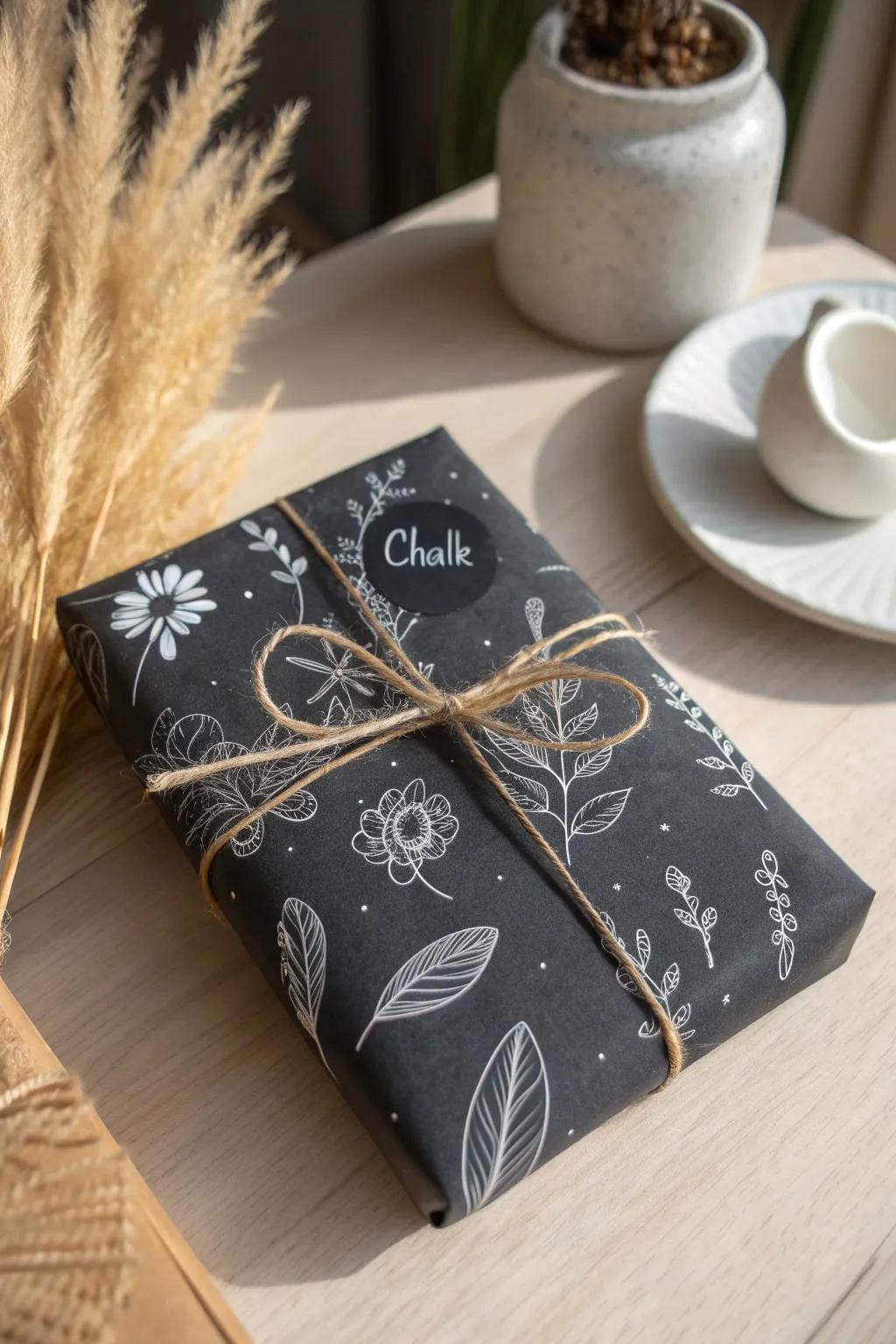 Introduce a personalized nuance to your Secret Santa offering through chic blackboard presentation material and inventive doodles!