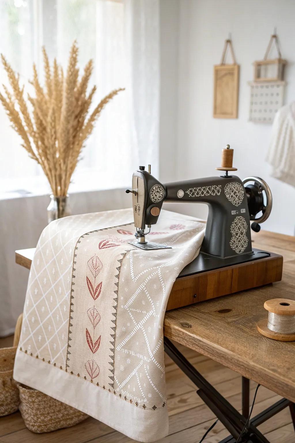 Elevate your crafting space with a handcrafted drape that unites practicality with Scandinavian refinement.