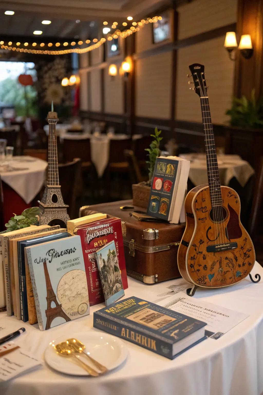 Themed props adding a personal and conversational touch.