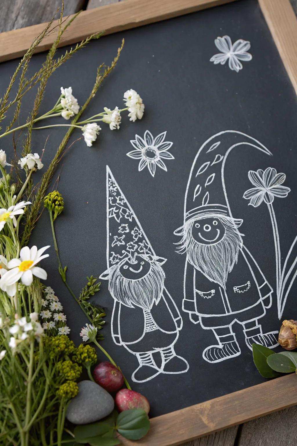 Infuse a hint of whimsy into your spring ornamentation with spirited chalkboard gnomes!