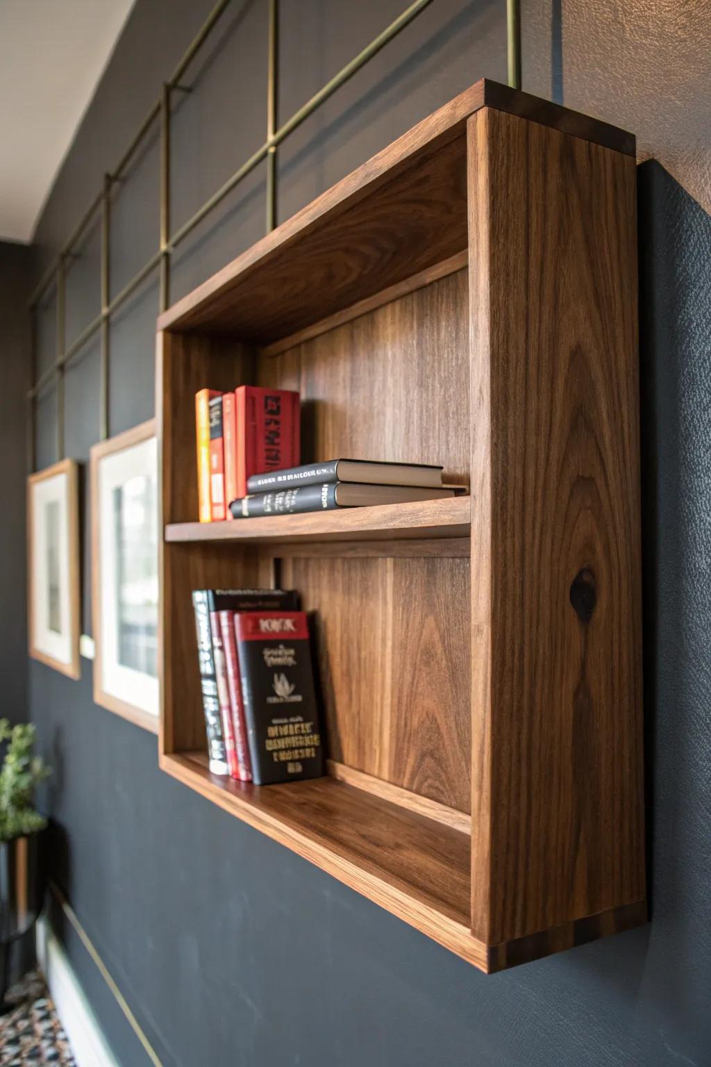Elevate your space with tasteful levitating tome shelves that meld craftsmanship with functionality.