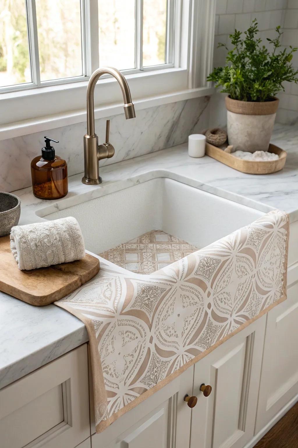 Enhance your sink space with refined detachable vinyl panels—ideal for a revitalizing, seasonal accent!