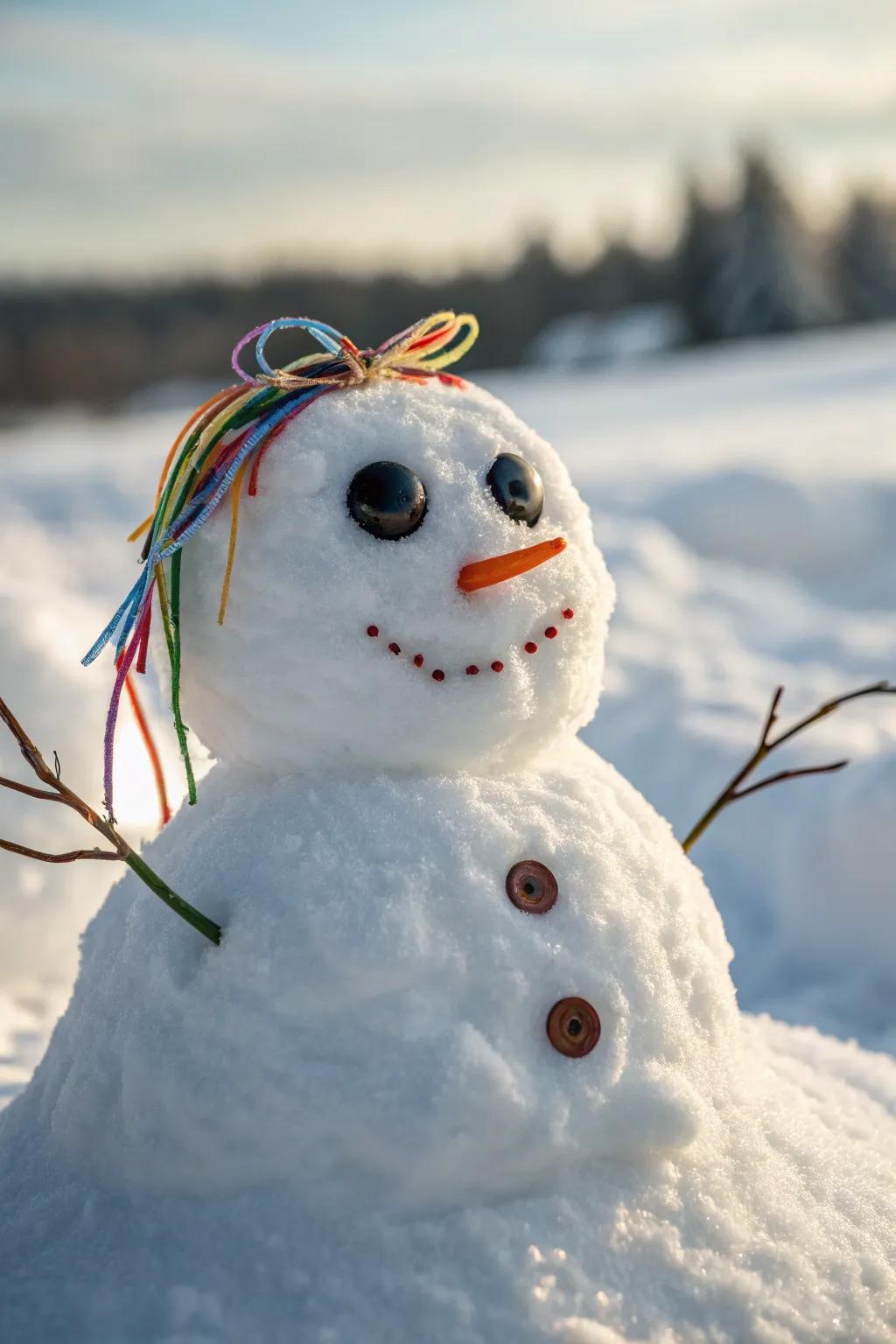 Handcrafted with a twist: animate your snowman through playful curve fastener eyes!
