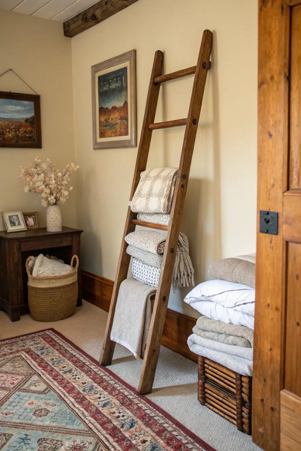 Merge elegance with functionality with a cozy blanket ladder.