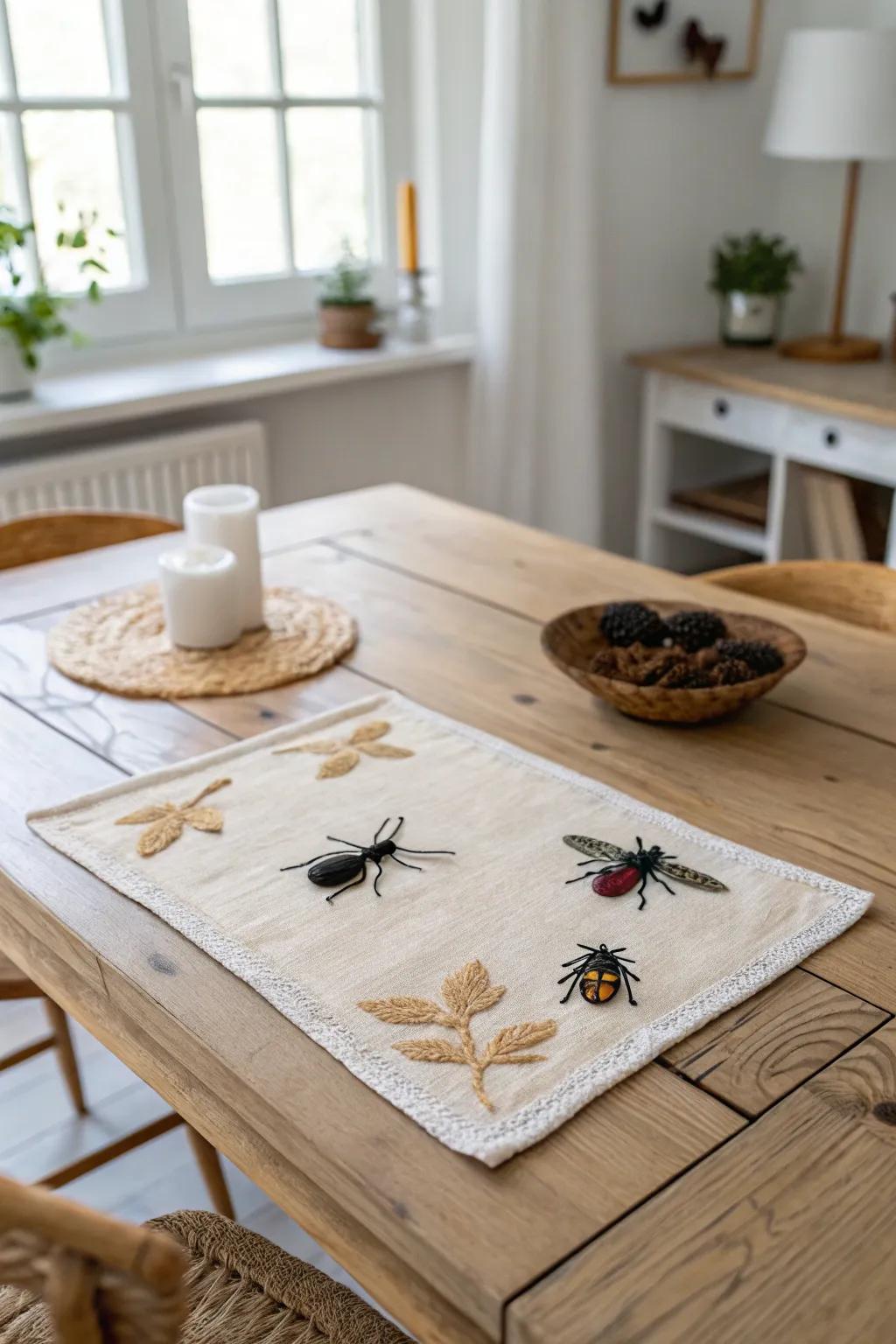 Elevate your Halloween dining venture with these stylish, creepy insect surface linens. Ideally suited for those who value a refined hint of spooky sophistication.