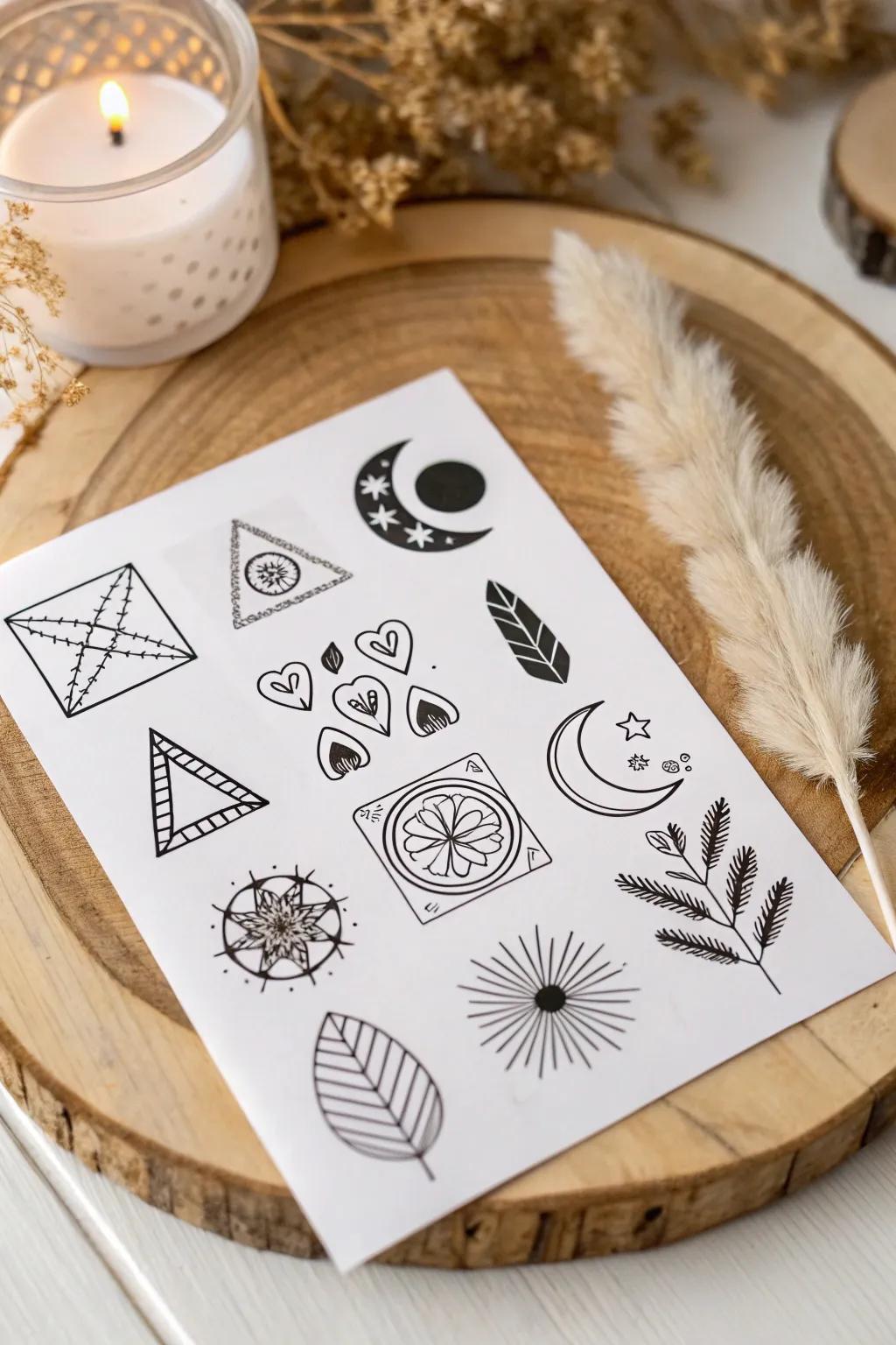 Elevate your arrangements with minimalist charm: refined monochrome adhesive embellishments that convey significance in simplicity.