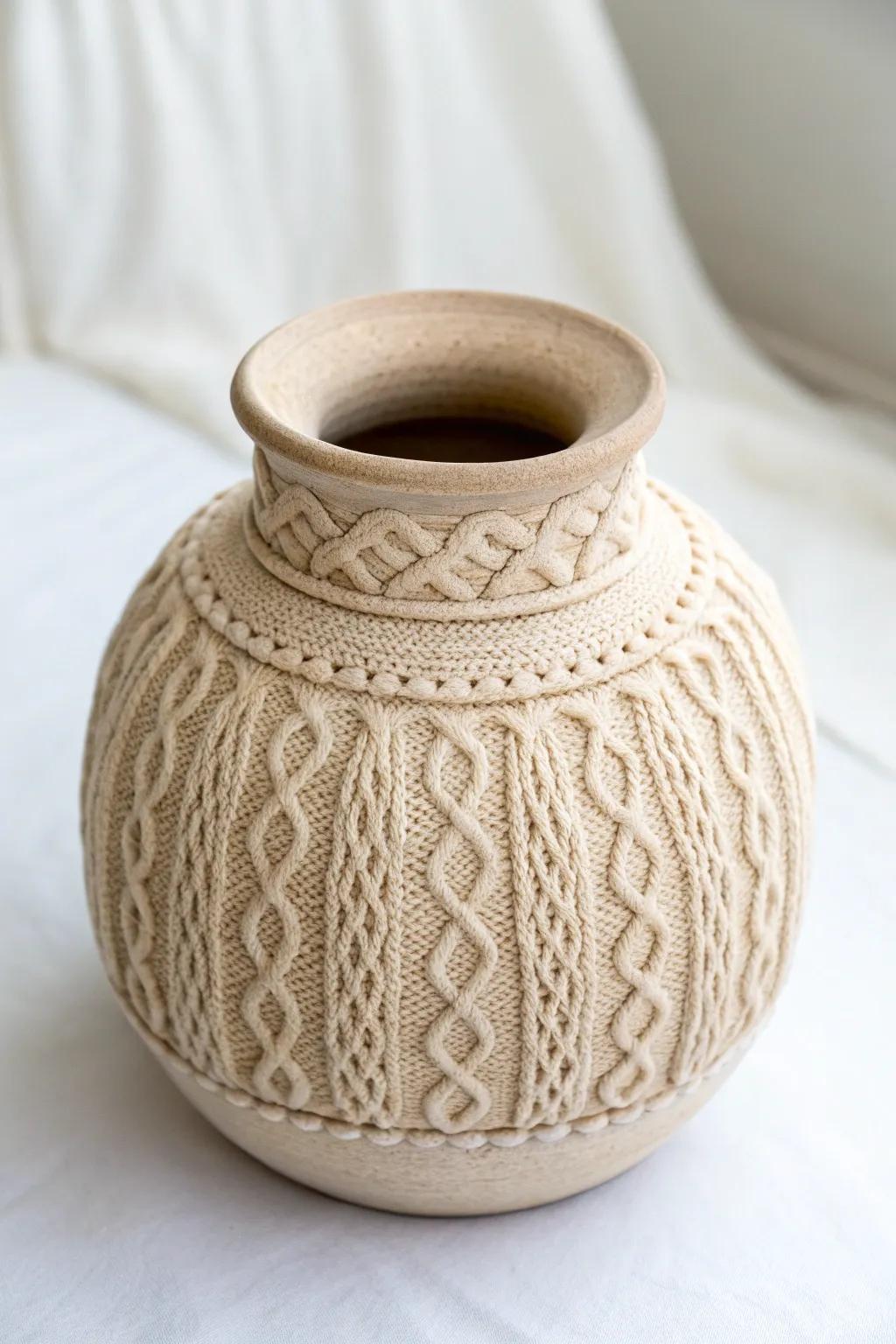 Uncover the comfort of weave-inspired textures in handcrafted clay artistry.