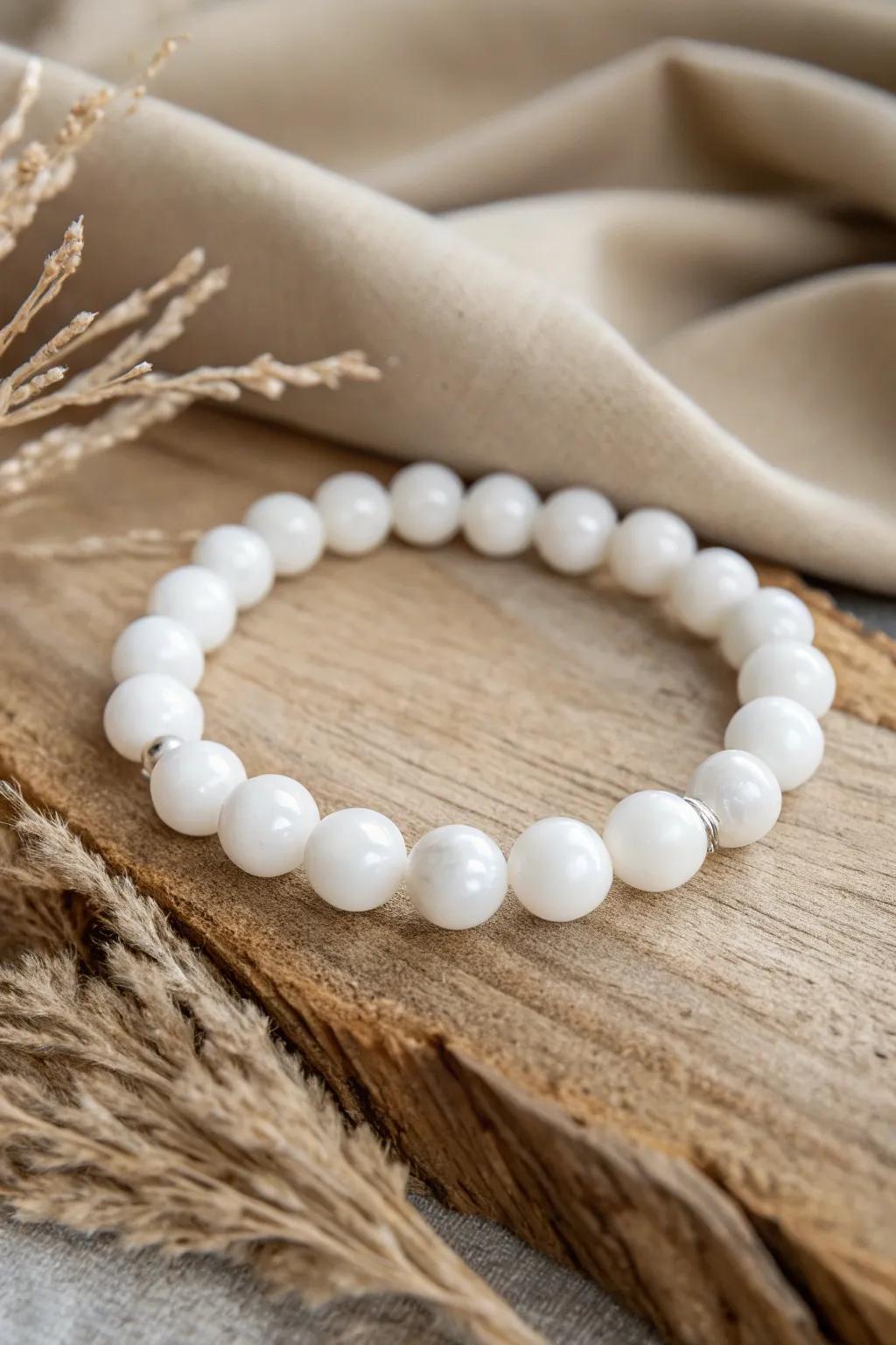 Embrace the elegance of sharp whites using this minimalist bracelet, excellent for adding a hint of winter charm to your Thanksgiving style.