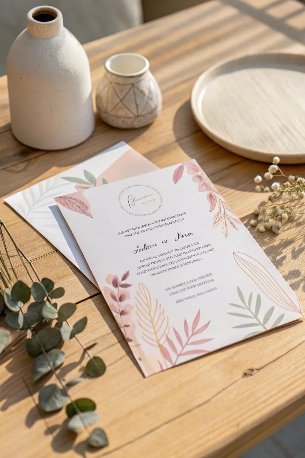 Set a memorable tone for upcoming gatherings using personalized, minimalist invitations that highlight elegance and simplicity.