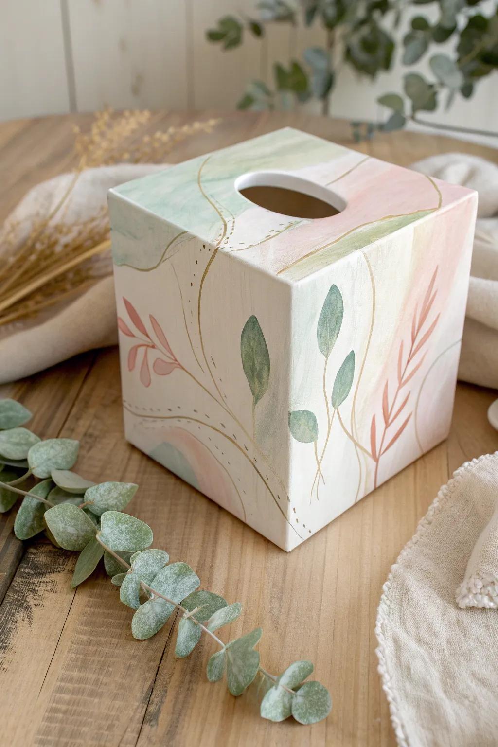 Transform your area using an artistically painted tissue box, where minimalism encounters boho charm.