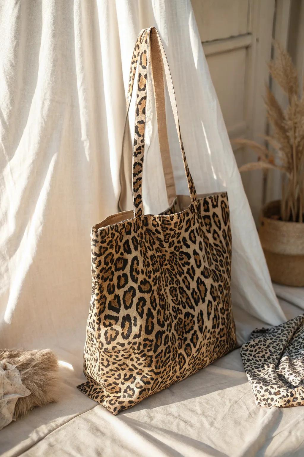 Unleash your wild side with this chic leopard print tote—where minimalism meets boho elegance.