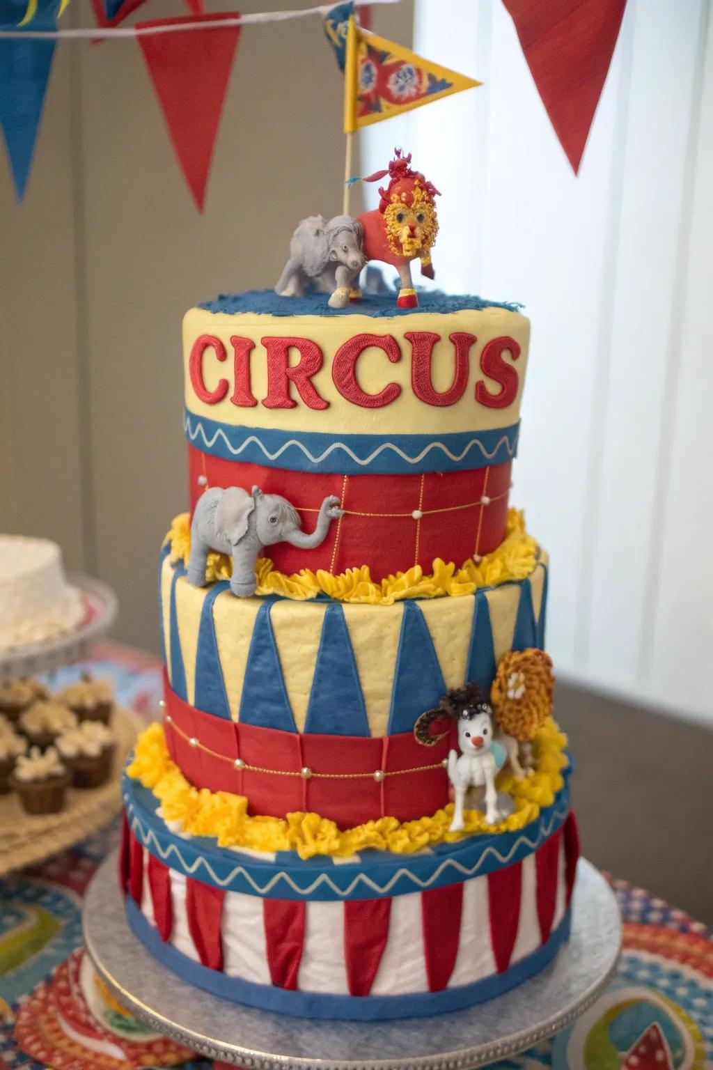 Step right up to this Traveling Show Spectacle Diaper Creation – a remarkable centerpiece for any celebration!