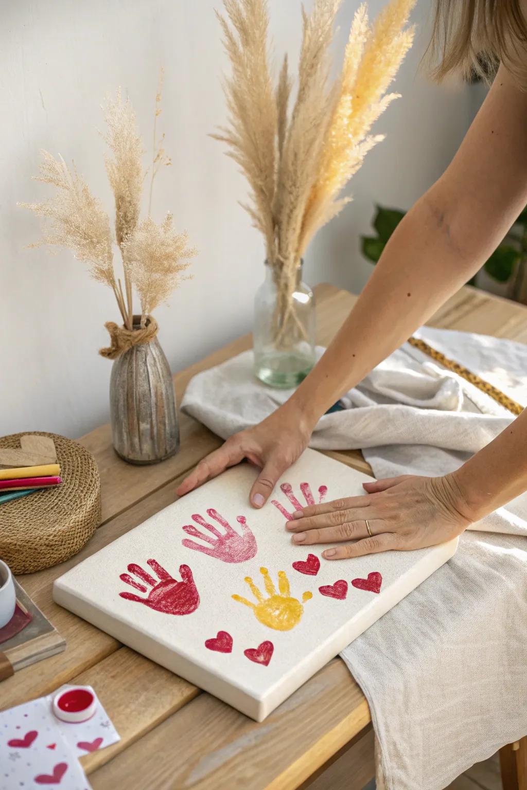 Create cherished memories with hand outline heart art, a perfect blend of affection and simplicity.