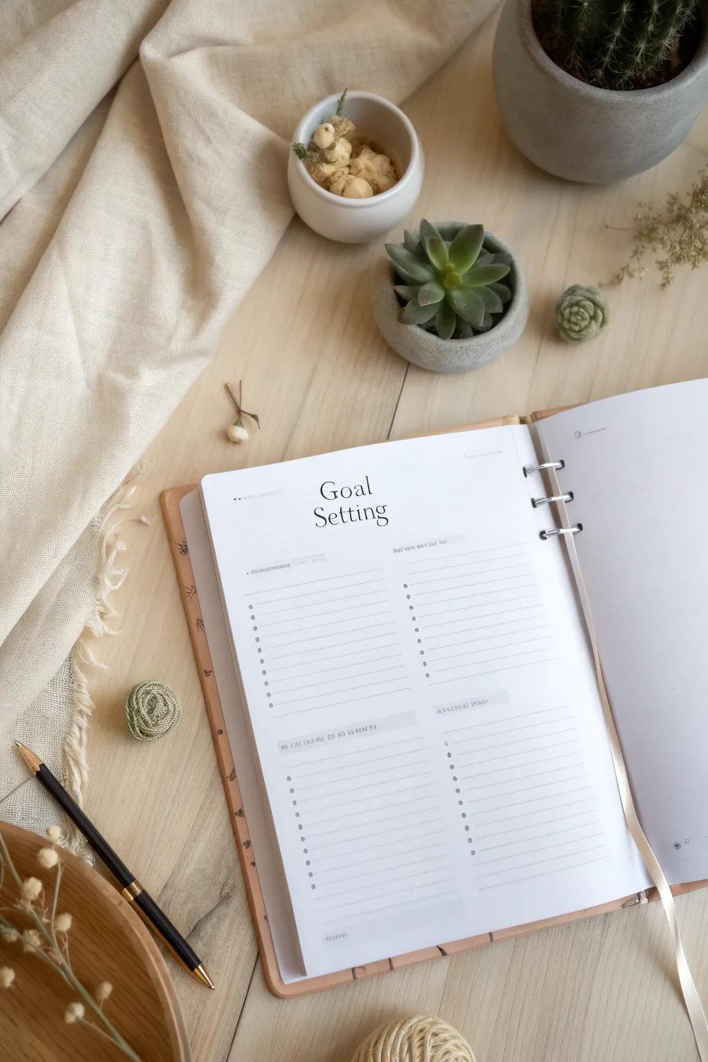 Elevate your productivity with a minimalist planner that puts your goals front and center.