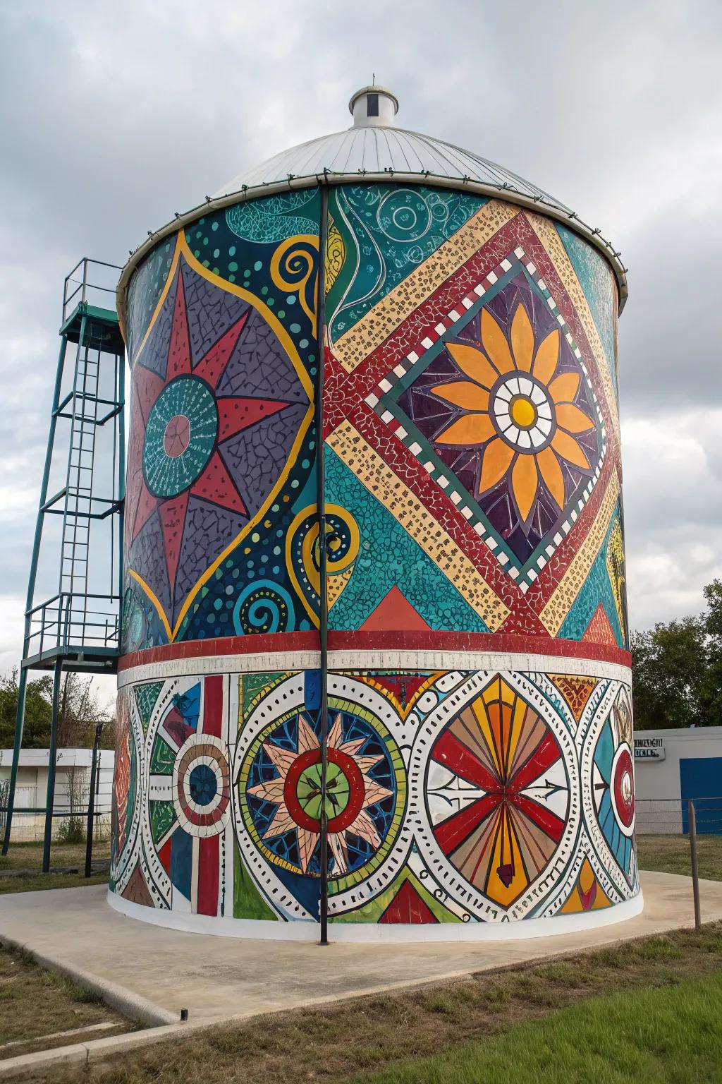Transform your water container into a stunning mosaic masterpiece using bold colors and intricate patterns.