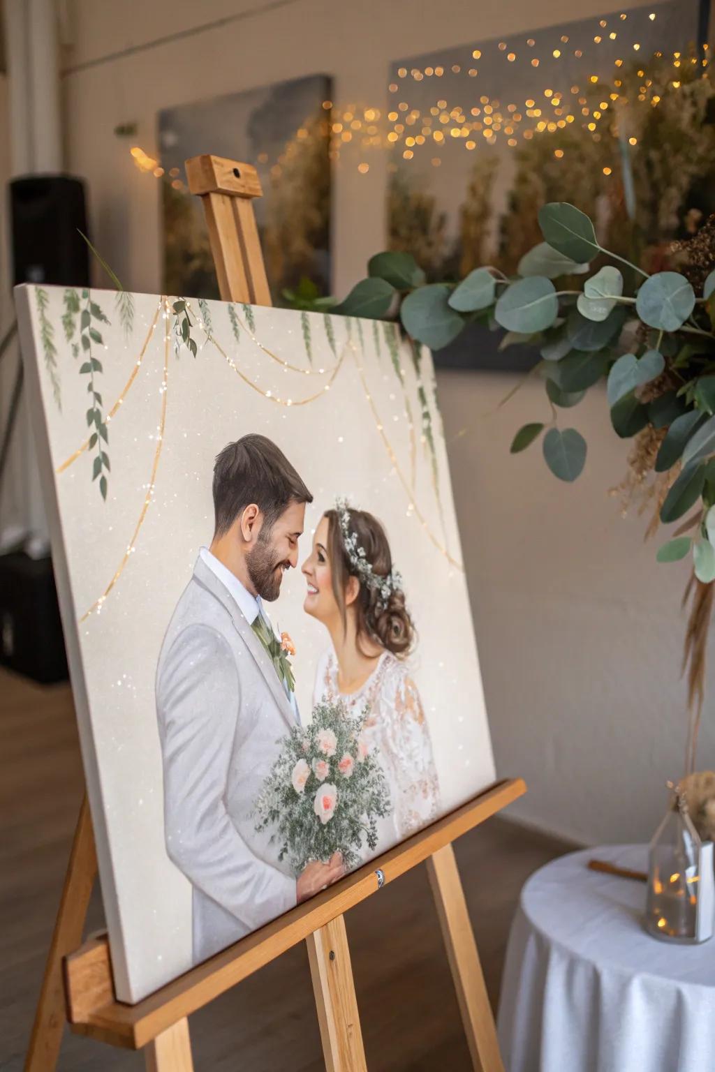 Capture the essence of your special day with a minimalist wedding painting that speaks volumes in simplicity and elegance.