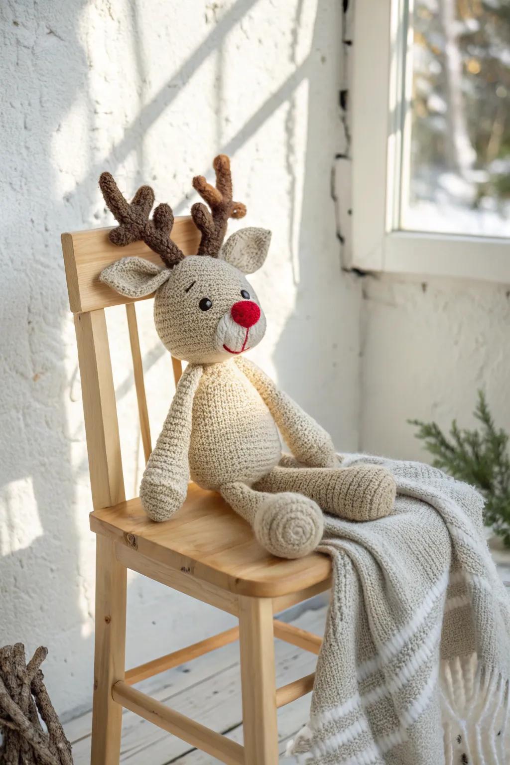 Embrace the warmth of winter with this enchanting crochet reindeer, a flawless fusion of Scandinavian simplicity and boho allure.