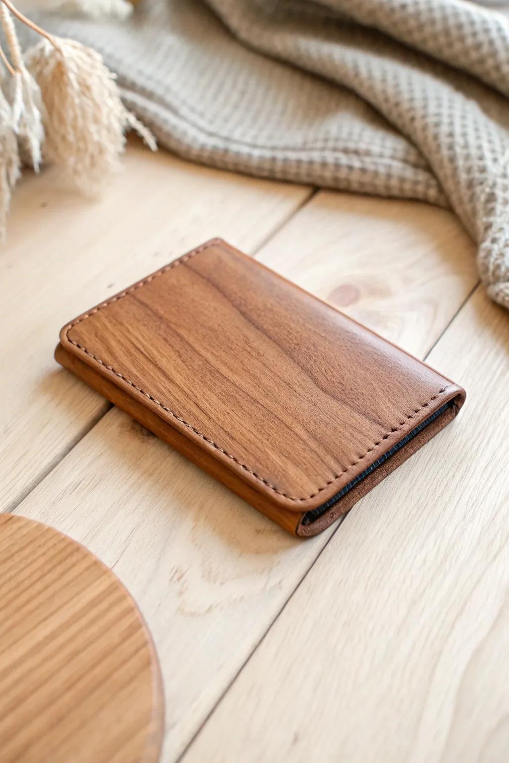 Elevate your essentials with the timeless elegance of a wooden minimalist billfold.