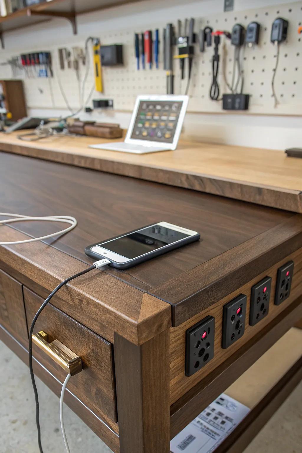 Enhance your workspace with a seamless blend of technology and craftsmanship: the definitive built-in charging station.