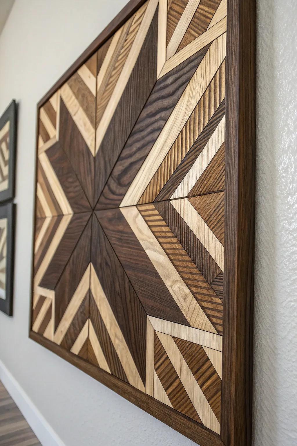 Elevate your space with modern geometric wooden wall art, where craftsmanship meets creativity.
