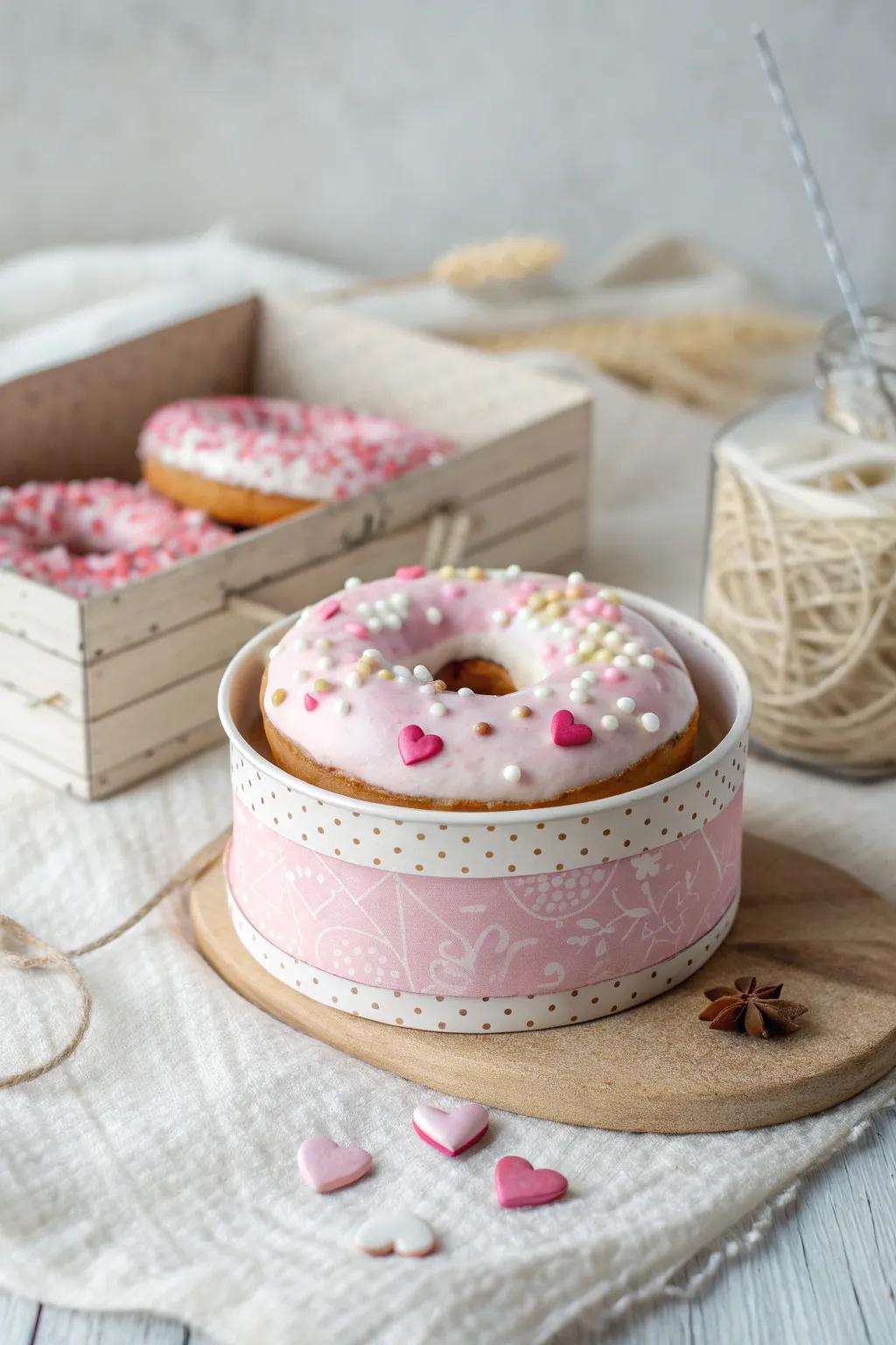 Sweet simplicity: A charming circular pastry Valentine receptacle impeccable for disseminating affection and inventiveness.