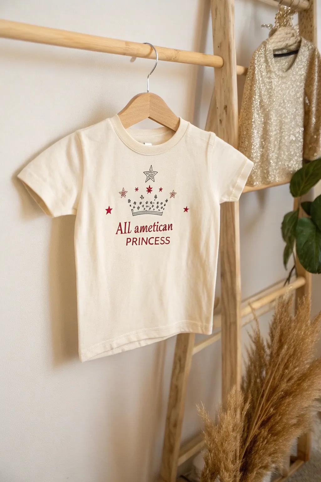 Fashion a sparkling Independence Day aesthetic with a DIY shimmering tee befitting your petite princess. ✨👑 #CraftWithLove