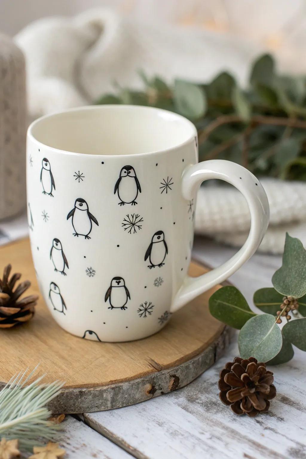 Embrace the winter allure with these playful avian patterns, perfectly suited for intimate holiday sips.
