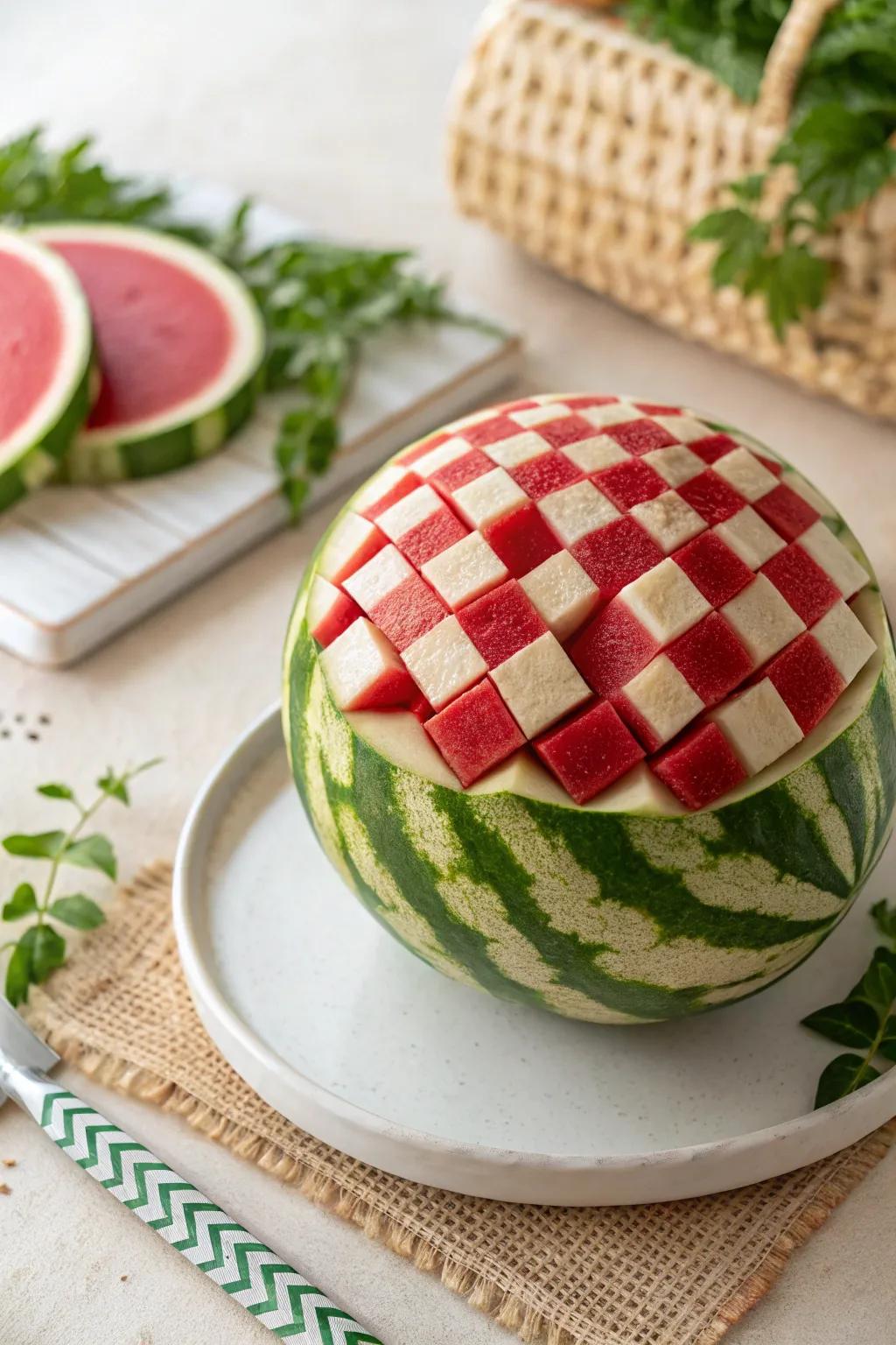 Checkerboard Appeal: Elevate your socials with a hint of artistic simplicity.