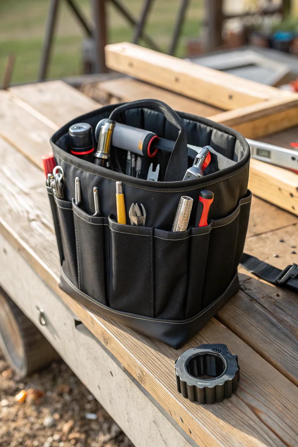 Elevate your outdoor projects with a heavy-duty vinyl bucket organizer—where strength meets style.