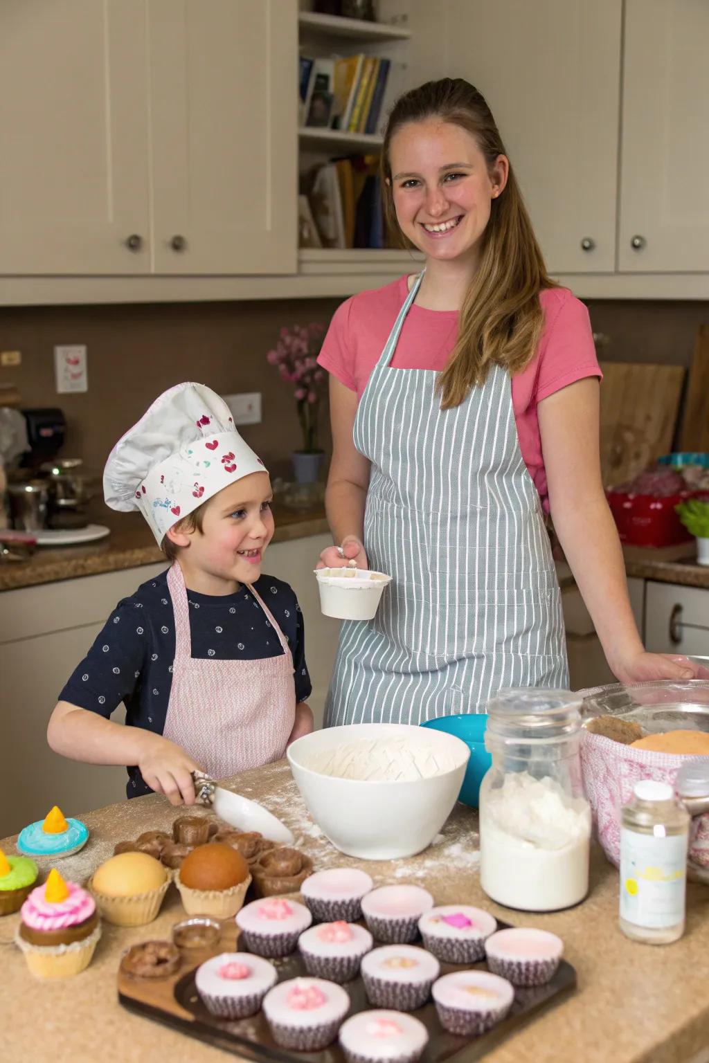 A sweet and delicious duo of confectioner and cupcake.