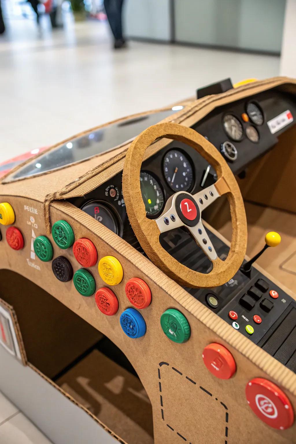 Unleash your creativity with a DIY cardboard race car panel that's all about interactive fun!