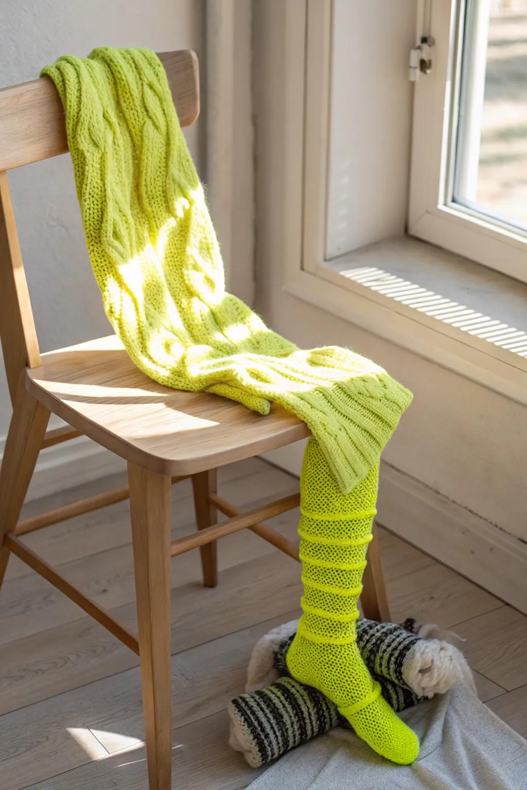 Step back into the 80s with vintage flair! Embrace the fun with these vibrant lower-leg warmers.