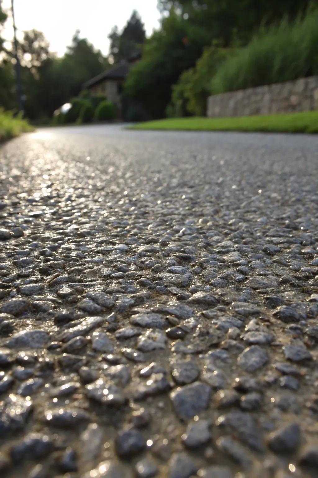 Refine and protect: A recent preservative application metamorphoses a gravel driveway into an enduring and polished expanse.
