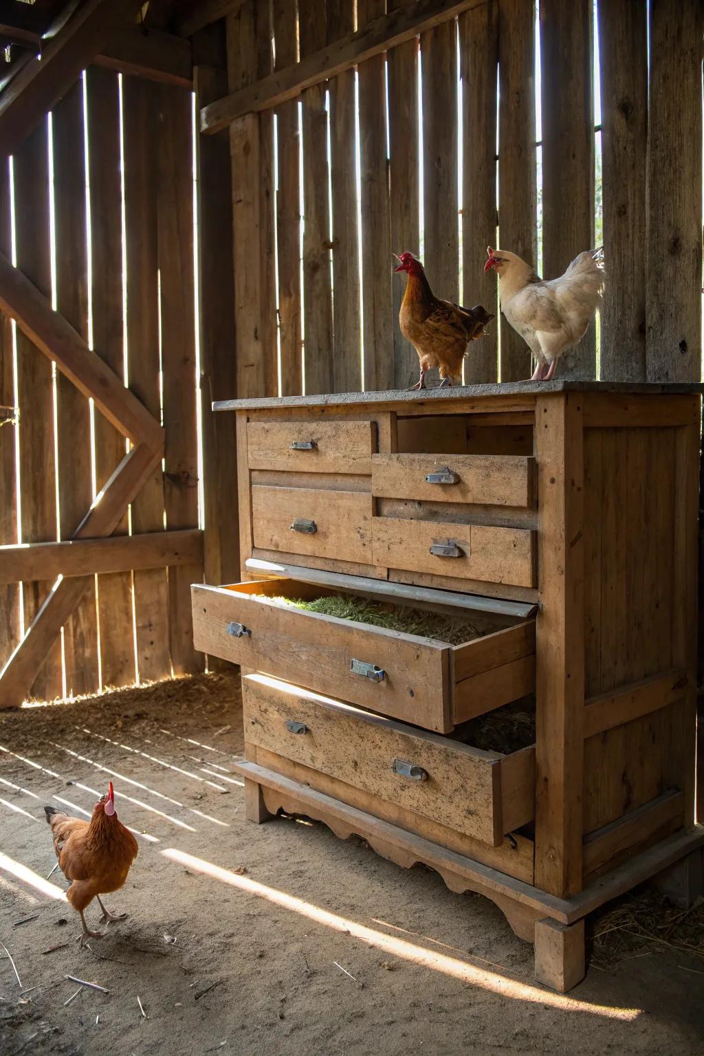 From forgotten furnishings to an inviting chicken haven – embrace ingenuity within your barn!