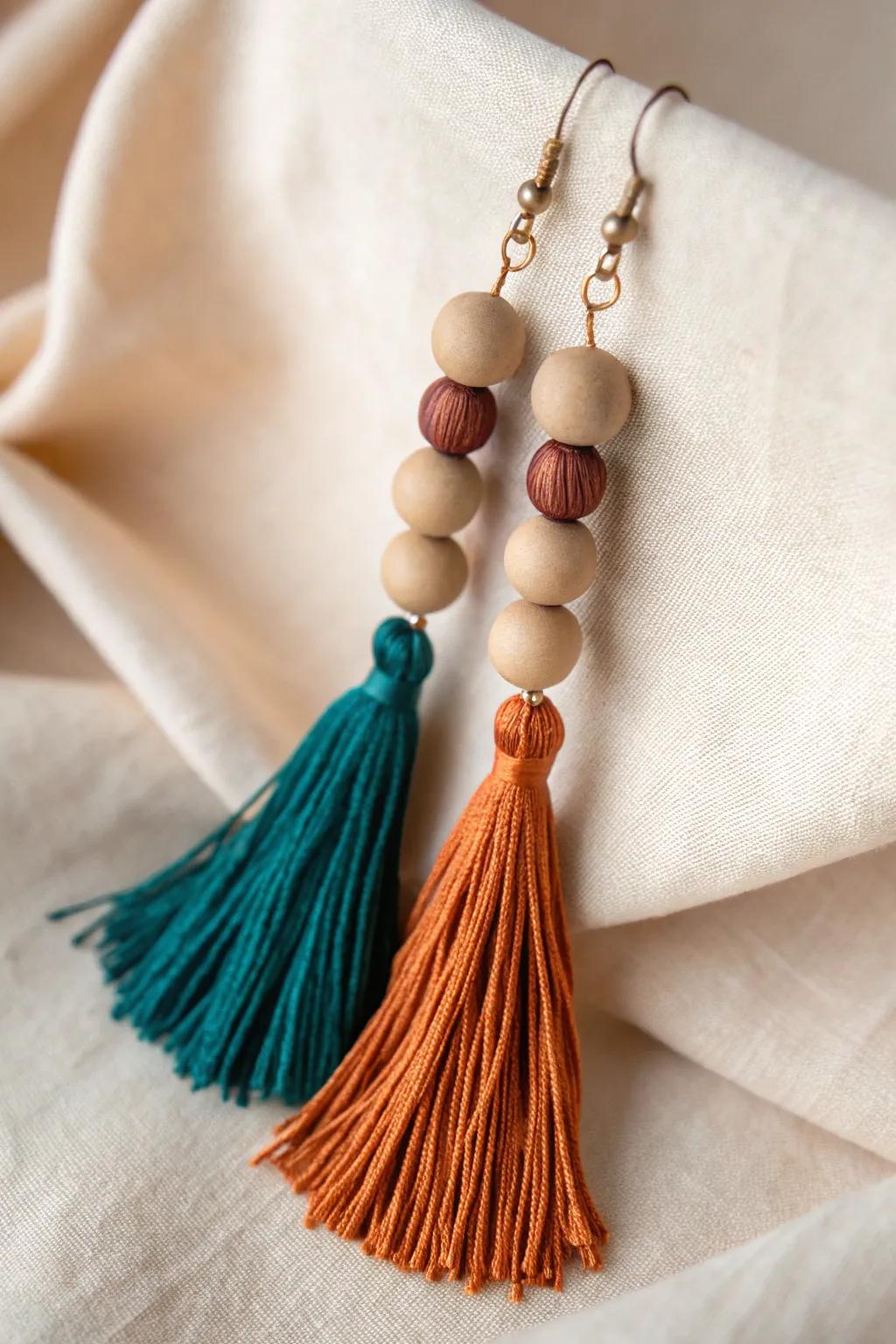 Elevate your style with these boho-inspired clay bead tassel earrings—a superb combination of simplicity and statement!