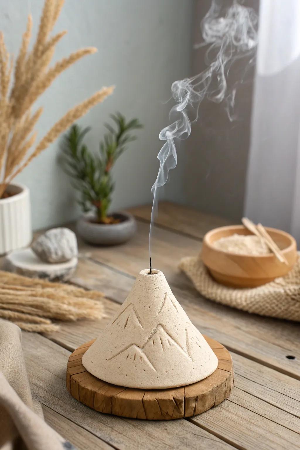 Elevate your meditation quarter with this serene, artisanal clay perfume burner mount inspired by nature’s tranquility.