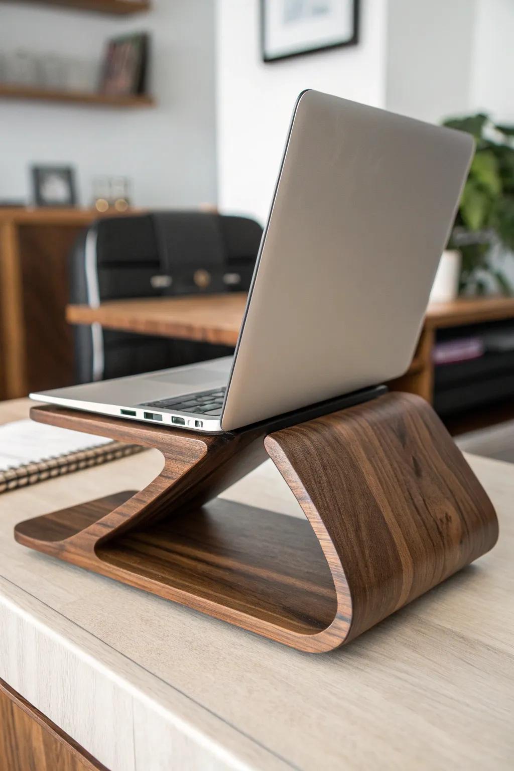 Revamp your workspace with a sleek lumber platform merging practicality with style.